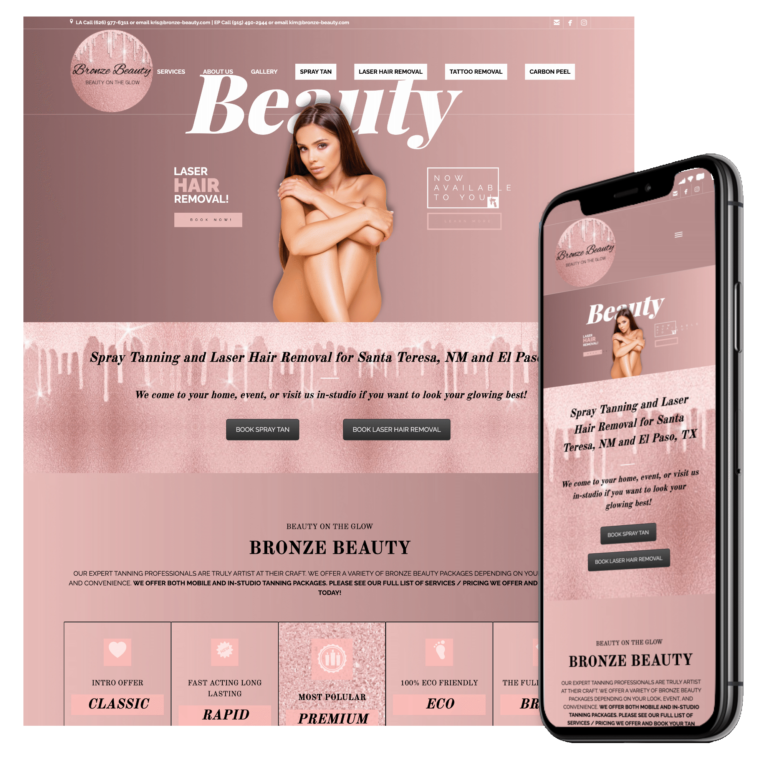 bronze beauty tanning, laser hair removal website